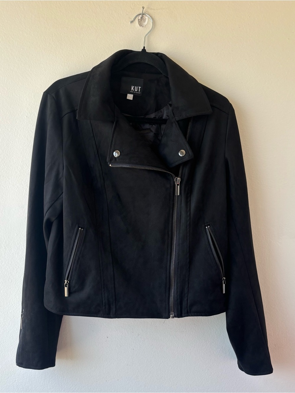 Kut from the Kloth Black Faux Suede Moto Jacket for Women